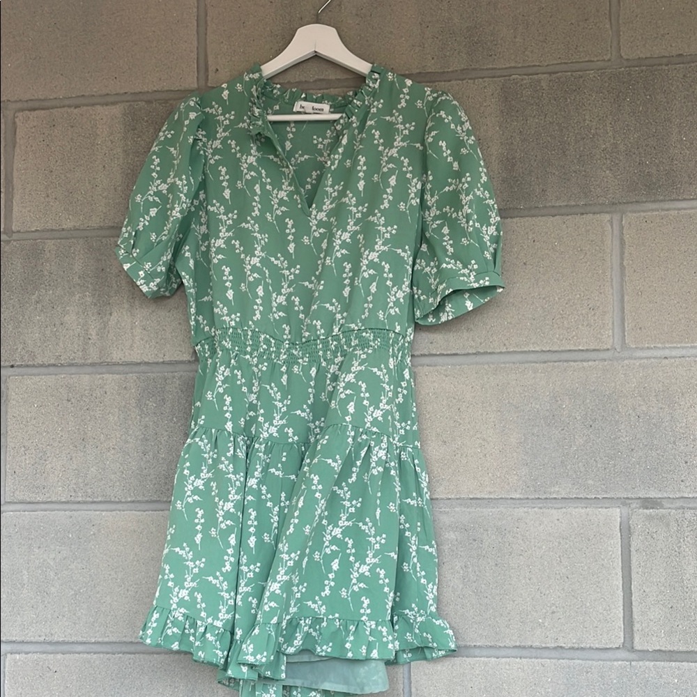 Heartloom Green Ruffled Puff Sleeve Sundress